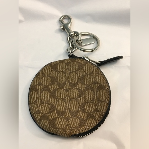 NEW COACH Circular Coin Pouch Signature Canvas VINTAGE ROSE Print C5699 Round - Picture 4 of 8